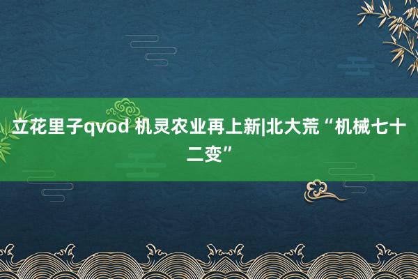 立花里子qvod 机灵农业再上新|北大荒“机械七十二变”