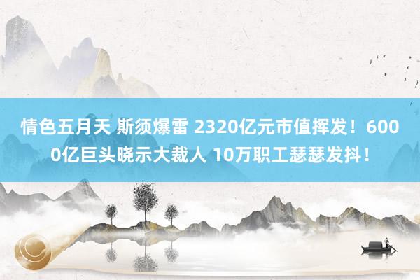 情色五月天 斯须爆雷 2320亿元市值挥发！6000亿巨头晓示大裁人 10万职工瑟瑟发抖！