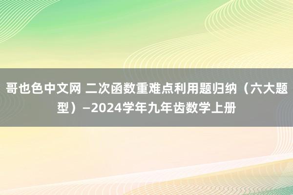 哥也色中文网 二次函数重难点利用题归纳（六大题型）—2024学年九年齿数学上册