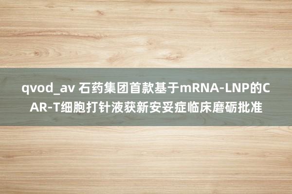 qvod_av 石药集团首款基于mRNA-LNP的CAR-T细胞打针液获新安妥症临床磨砺批准