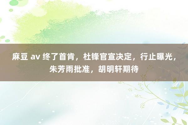 麻豆 av 终了首肯，杜锋官宣决定，行止曝光，朱芳雨批准，胡明轩期待