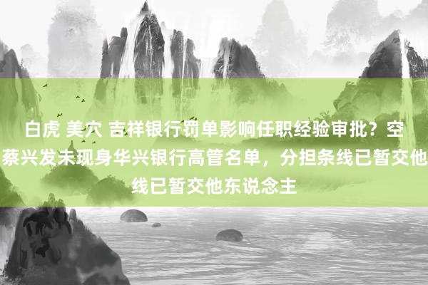 白虎 美穴 吉祥银行罚单影响任职经验审批？空降半年后蔡兴发未现身华兴银行高管名单，分担条线已暂交他东说念主