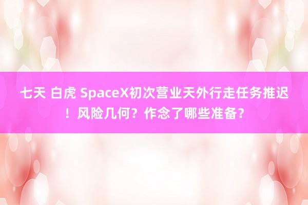 七天 白虎 SpaceX初次营业天外行走任务推迟！风险几何？作念了哪些准备？