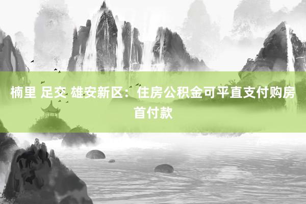 楠里 足交 雄安新区：住房公积金可平直支付购房首付款