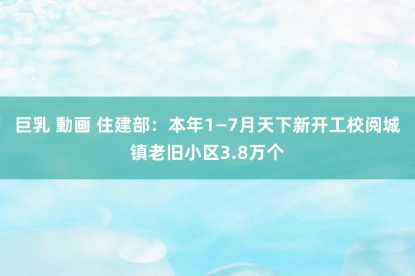 巨乳 動画 住建部：本年1—7月天下新开工校阅城镇老旧小区3.8万个